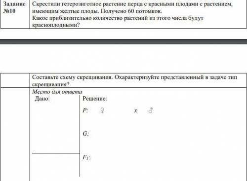 Скрестили гетерозиготное растение перца с красными плодами с растением, имеющим желтые плоды. Получе