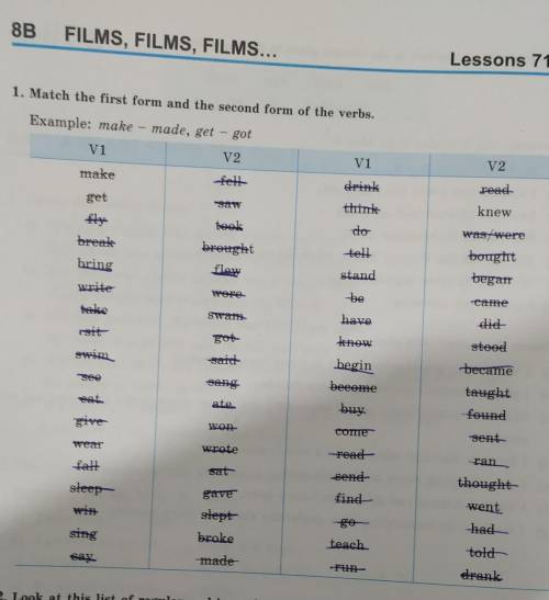 8BFILMS, FILMS, FILMS...Lessons 71-731. Match the first form and the second form of the verbs.Exampl