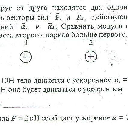 На некотором расстоянии друг от друга находятся 2 одноименных заряженных шарика. Показать векторы си