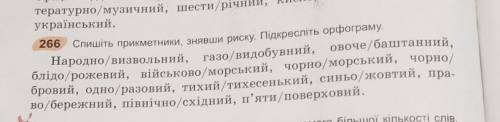 266 Спишіть прикметники, знявши риску. Підкресліть орфограму