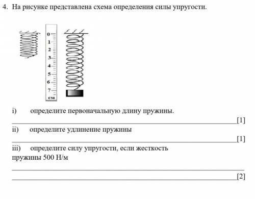 с сочем На рисунке представлена схема определения силы упругости.i) определите первоначальную длину