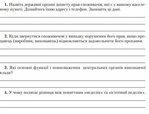 1. Назвіть державні органи захисту прав споживачів, які є у вашому населе- ному пункті. Дізнайтесь і