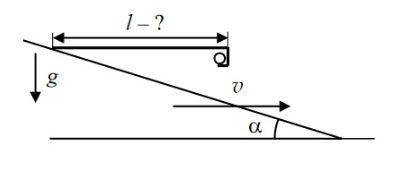 К наклонной плоскости с углом α прикреплён горизонтальный шест, на конце которого имеется небольшая
