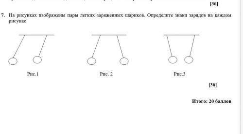 На рисунках изображены пары легких заряженных шариков Определите знаки зарядов на каждом рисунке​