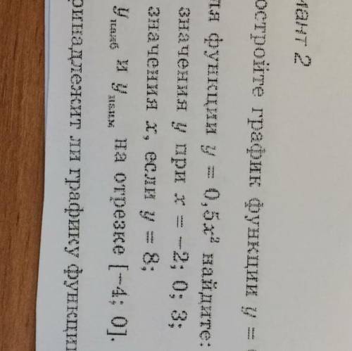 Постройте график функции y=0,5x^2 Принадлежит ли графику функции y=0,5x^2 точка A(-10;50) Выполните