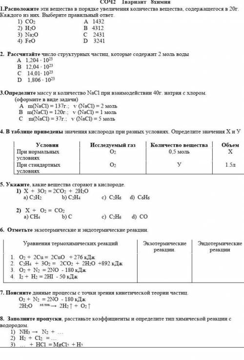 соч по химии 8 класс от вас очень сильно​