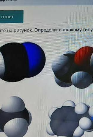 Определи к какому типу вещества относятся молекулы на рисунке​