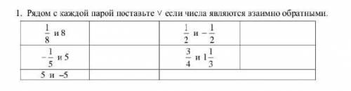 Рядом с каждой парой поставим галочку если число является взаимо обратным ​