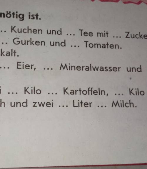 Erganze den passerell > 1) In einem Café nehme ich oft ein Stück Kuchen und Tee mit... Zucker.2)