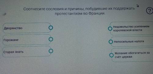 ОЧЕНЬ ОЧЕНЬ Соотнесите сословия и причины, побудившие их поддержать протестантизму во Франции. ​