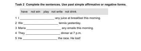 Complete the sentences.Use past simple affirmative or negative forms​