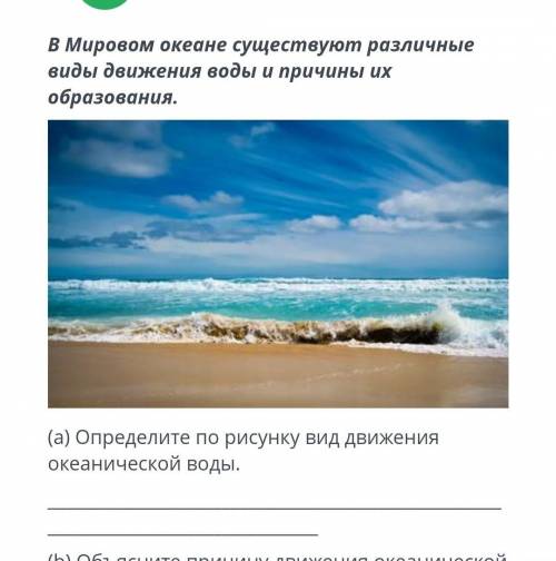 ТЕКСТ ЗАДАНИЯ В Мировом океане существуют различные виды движения воды и причины их образования.￼(a)