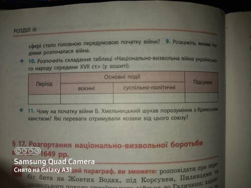 Розпочніть складання таблиці національно-визвольна війна українського народу середині XVII століття