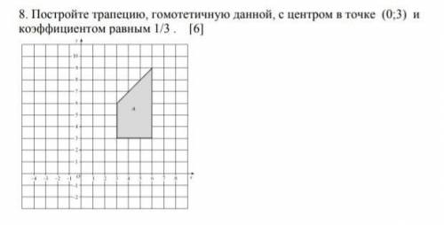 Постройте трапецию , гомотетичную данной , с центром в точке (0;3 ) и коэффициентом равным 1/3 ​