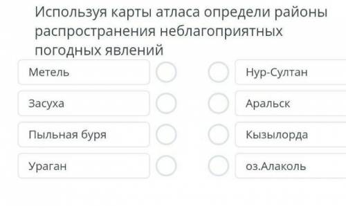 Используя карты атласа определи районы распространения неблагоприятных погодных явлений