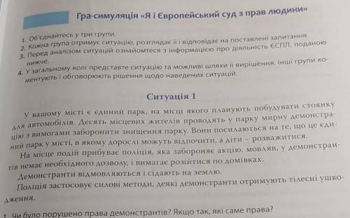 Гра-симуляція Я і Європейський суд з прав людини 1. Чи було порушено права демонстрантів? Якщо так