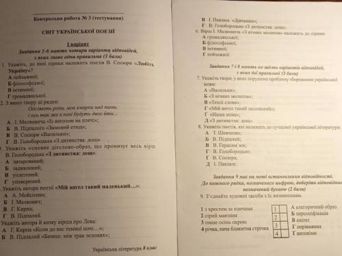 Українська література контрольна робота N 3 СВІТ УКРАЇНСЬКОЇ ПОЕЗІЇ. До ть будь ласка