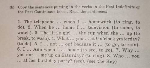 copy the sentence and putting in the verbs into past indefinite or the past continuous tense.read th