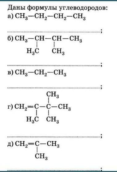 с заданиямиНужно написать название углеводородов и их класс​