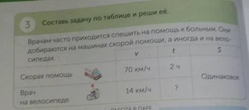 3 Составь задачу по таблице и реши её.Врачам часто приходится спешить на к больным. Онидобираются на