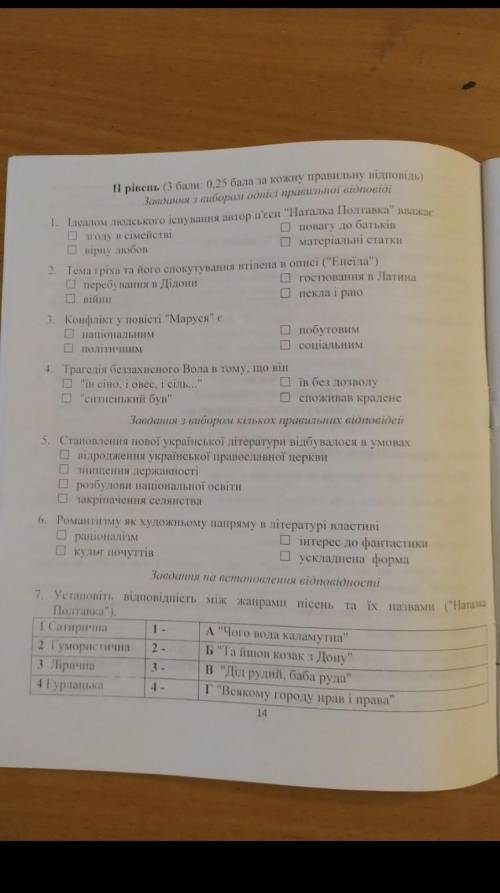 контрольна робота N2 Нова українська література ( І Котляревський Г Квітка Основ'яненко). варіант 2​