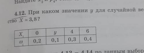 При каком значении y для случайной величины x верно равенство x равен 3,8​