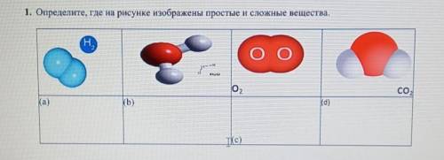 Определите, где на рисунке изображены простые и сложные вещества.​