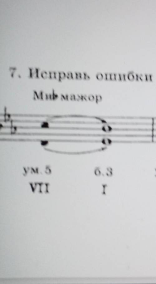 7. Исправь ошибки (знаки или ноты). Мир мажордо минор3б. 3м.6ум.5б.6ум 5VIIув. 4IVМ.ЗІув. 4IVІVII +