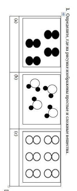 1. Определите, где на рисунке изображены простые и сложные вещества. ​