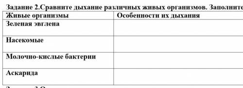 Сравните дыхание различных живых организмов . заполните таблицу