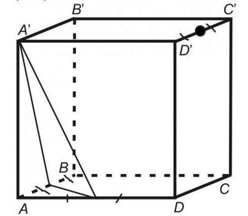 Пусть A B C D A1 B1 C1 D1 — куб c ребром 2 . Найдите расстояние от выделенной точки до плоскости, за