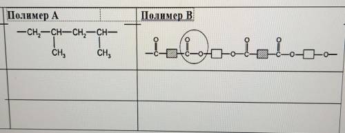 Структурные формулы двух синтетических полимеров приведены ниже.Напишите в таблице формулы соответст