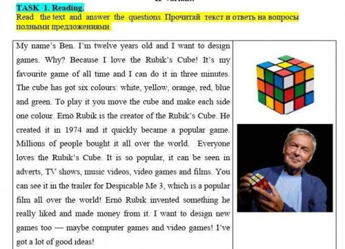 1 How many people bought the Rubik’s Cube? 2 What colours are in the cube?3 When did Rubik first mak