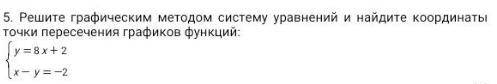 Решите графическим методом систему уравнений и найдите координаты точки пересечения графиков функций