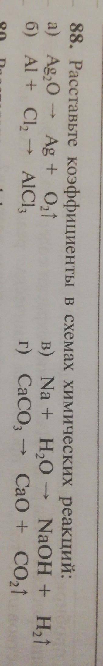 88. Расставьте коэффиценты в схемах химических реакций.​