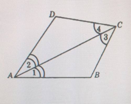 2. Дано: /_1 = /_2 /_3 = /_4Доказать: Д4CD = ДАВС.