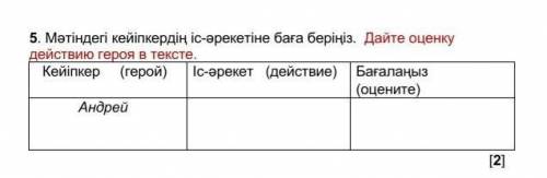 Текст: Теңіз жағасында екі адам жүр. Бірі – Курнос, бірі – Андрей. Кенет ышқынып, жел гулеп кетті. Қ