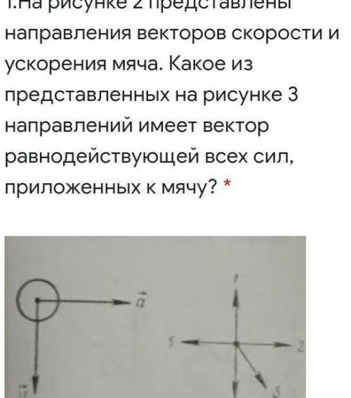 на рисунке 2 представлены направления векторов скорости и ускорения мяча какое из представленных на