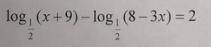 Решить уравнение log 1/2 (x+9) -log 1/2(8-3x)=2 есть на фото