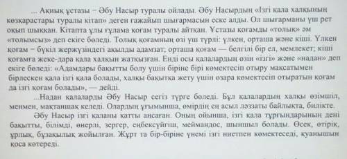 очень Мәтін мазмұны бойынша ізгі қала тұрғындарының қандай болатынын ата ыз./Напишите, какими б