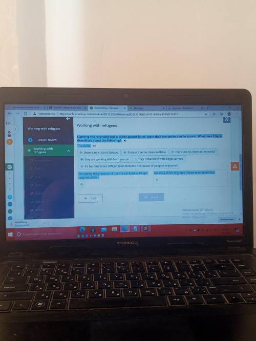 Working with refugees Listen to the recording and click the correct letter. More than one option can