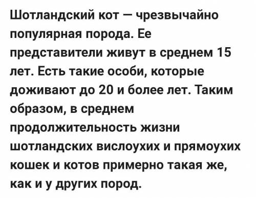 Порода прямоухий шотландских котов (скотт стрейч) сколько живут эти породы?​