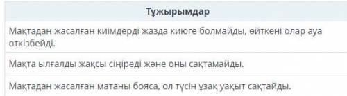 Берілген тұжырымдардың ақиқат немесе жалған екенін анықта. Тұжырымдар Ақиқат/Жалған Мақтадан жасалға