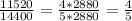 \frac{11520}{14400} =\frac{4*2880}{5*2880} =\frac{4}{5}