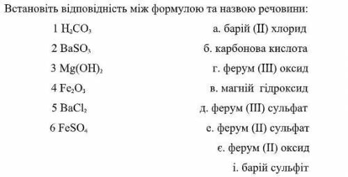 Встановіть відповідність між формулою та назвою речовини: