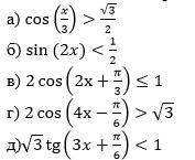 Задание 3. Решите простейшие тригонометрические неравенства