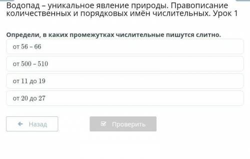 Водопад – уникальное явление природы. Правописание количественных и порядковых имён числительных. Ур