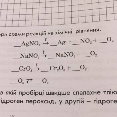 Перетворити схеми реакції на хімічні рівняння