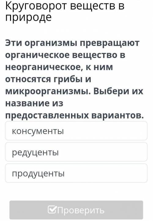 Круговорот веществ в природеконсументыредуцентыпродуценты​