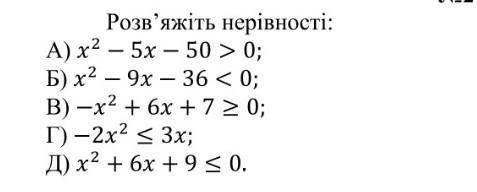 Розв'яжіть квадратні нерівності​